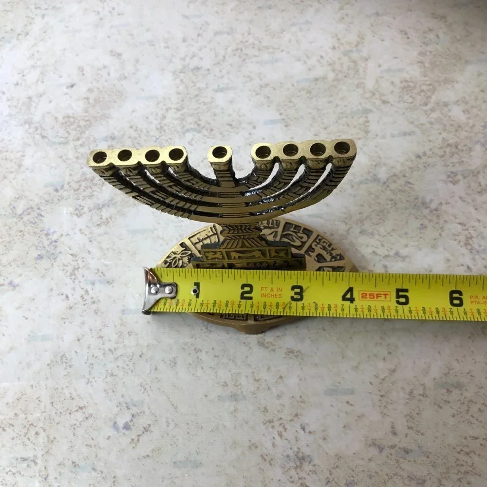 Israel Judaica Art Metalwor, Collectible Brass Menorah Alexa Name Engrav…